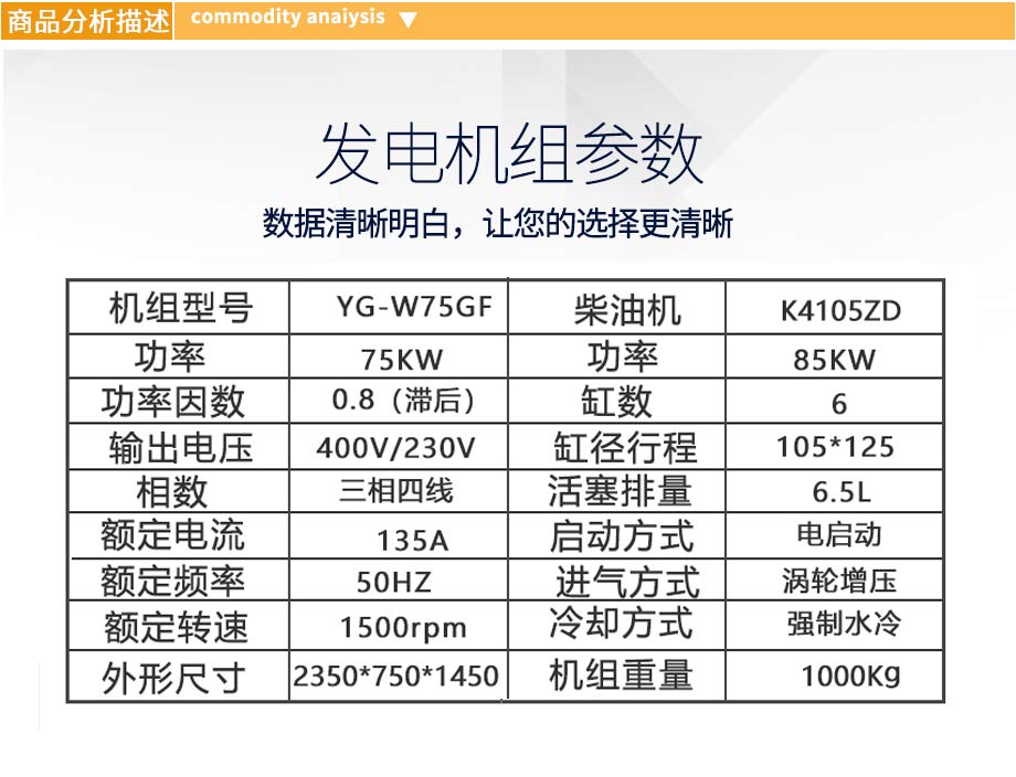 玉柴75KW柴油發電機組參數